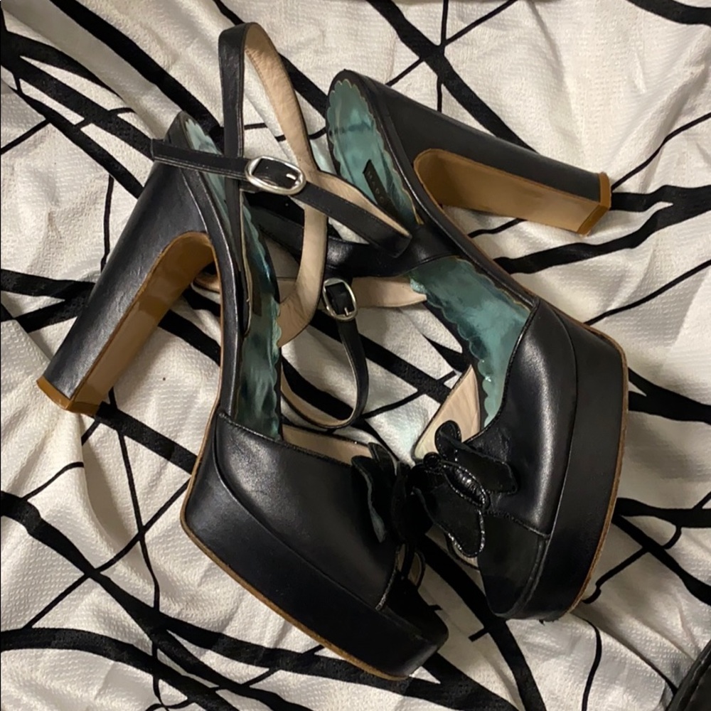 Marc Jacobs Sexy Black Leather Butterfly Platform Sandals Made in Italy 🇮🇹 - Picture 1 of 9